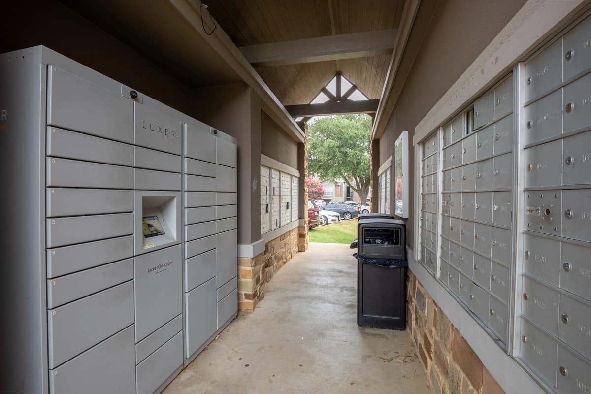 24/7 secure package lockers at Village Green of Bear Creek