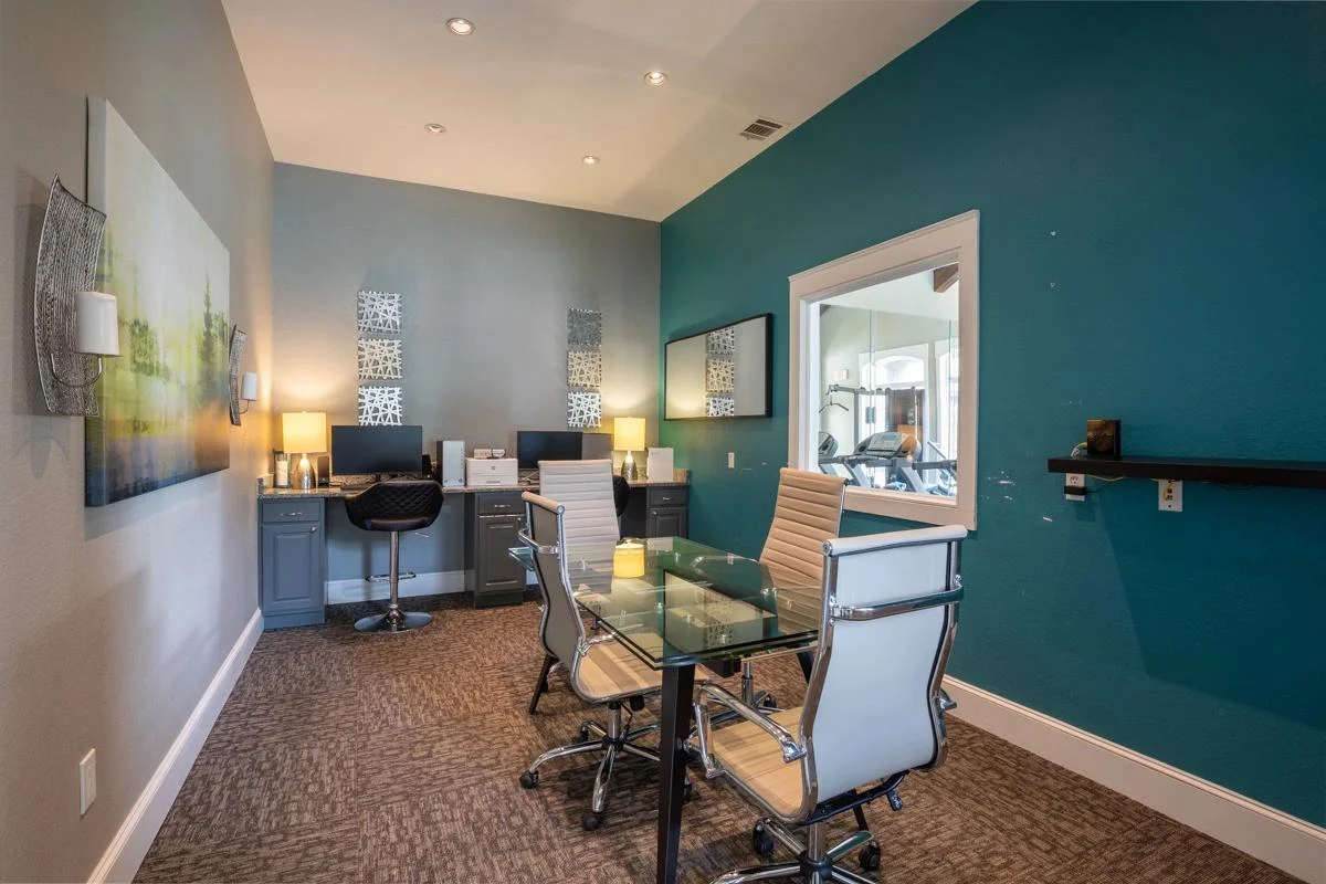 Resident business center and executive conference room at Village Green of Bear Creek in Euless, Texas