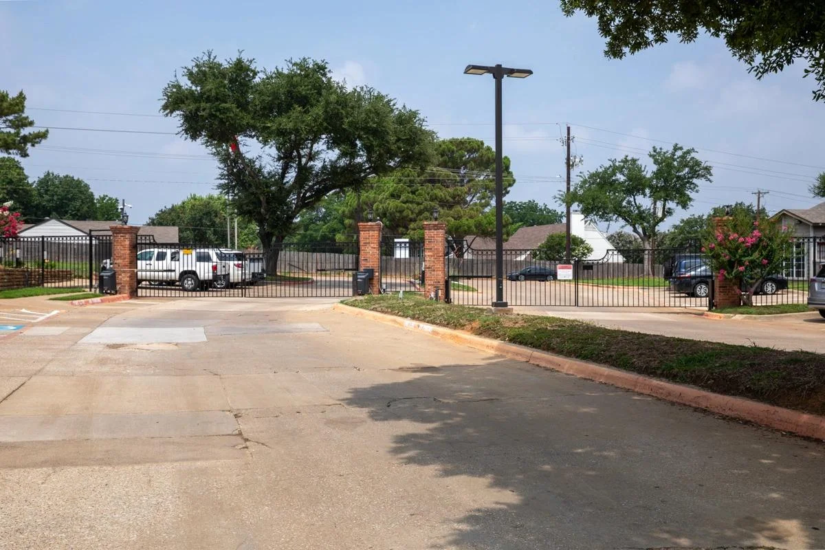 Gated Community Entrance at Village Green of Bear Creek in Euless, Texas