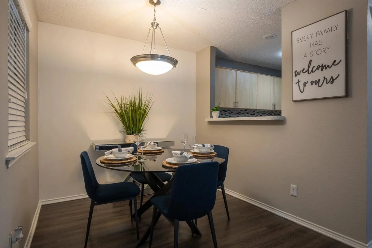 Dining area and breakfast bar at Village Green of Bear Creek in Euless, Texas